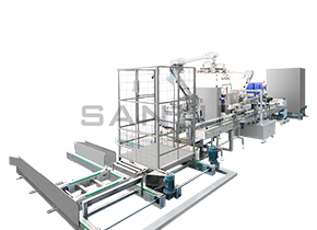 方桶拆垛貼標(biāo)碼垛生產(chǎn)線